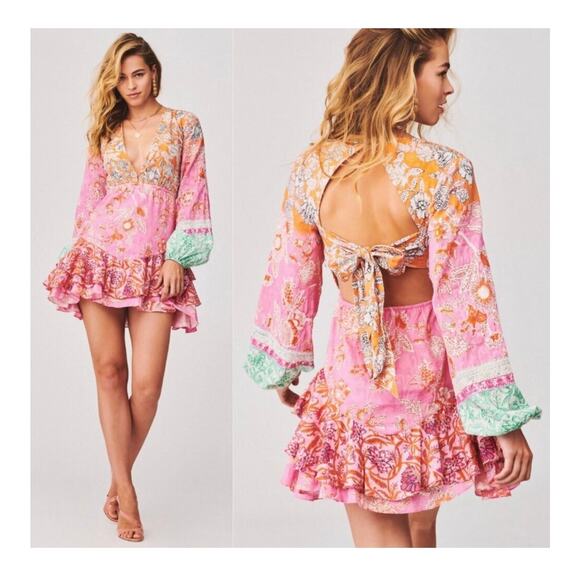 Hemant & Nandita Sidra Mini Dress Size XS Embroidered Cut Out Colorful - Picture 8 of 14